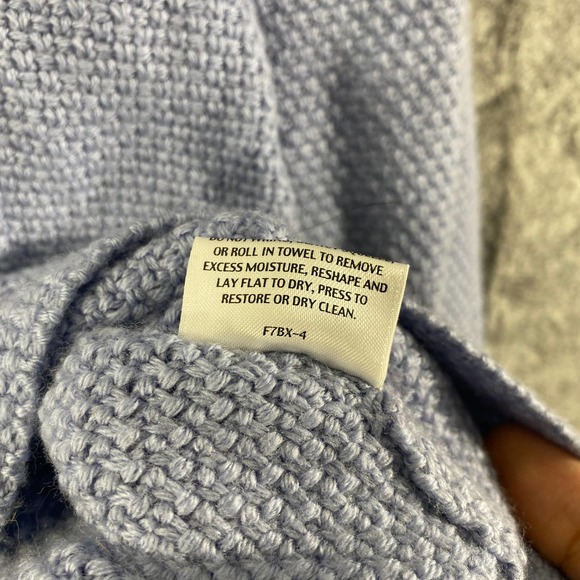 Eileen Fisher Sweater Medium Lavender Blue V-Neck Long Sleeve Knit Merino Wool - Picture 8 of 9